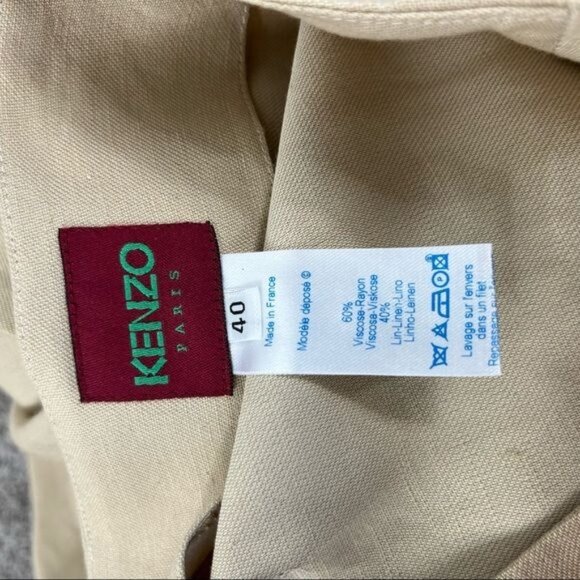 KENZO Linen Floral Cut Out Embroidered Midi Pencil Skirt - Picture 7 of 7